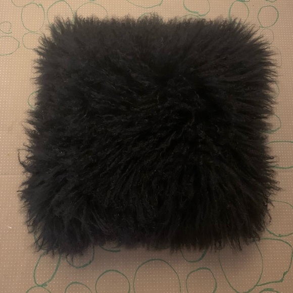 Genuine Mongolian wool throw accent pillow - Picture 2 of 5